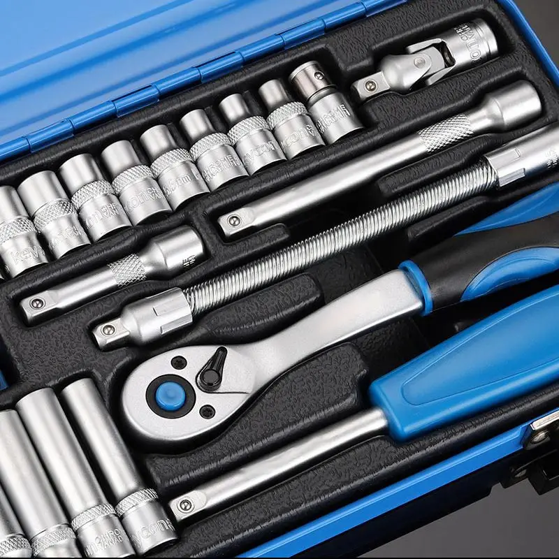 45PCS Socket Wrench Combination Set 1/4 Ratchet Wrench Extension Universal Screwdriver Head Multifunction Auto Repair Wrench Kit