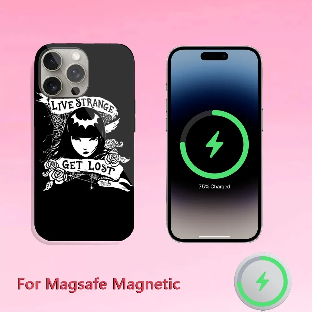 Comic Emily The Strange Phone Case For iPhone 11 12 13 14 15 Plus Pro Max Magsafe Magnetic Wireless Charging shell