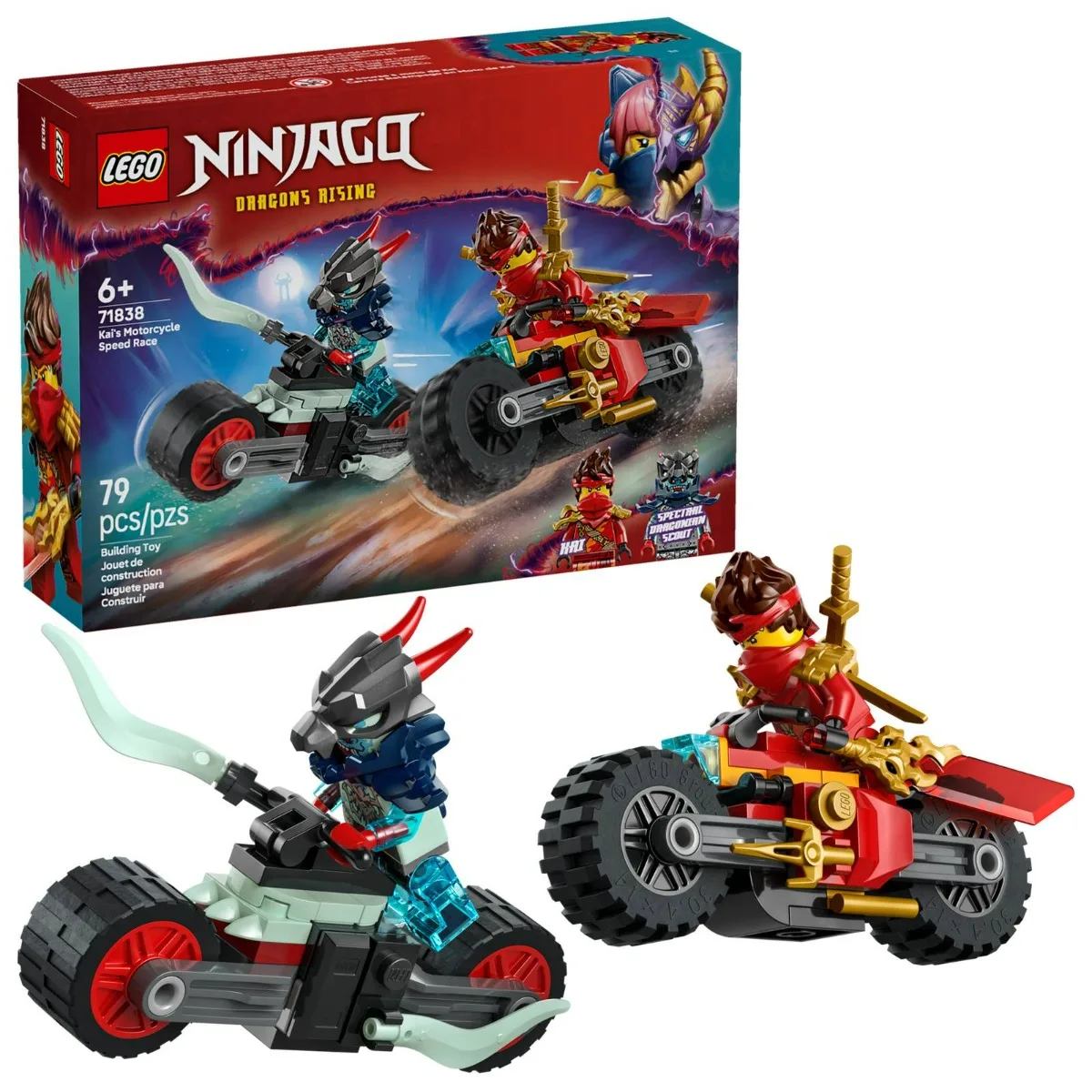 

【In Stock】LEGO® NINJAGO Kai’s Motorcycle Speed Race (71838) Playset Lets Boys and Girls Aged 6 and Up 79 Pieces Birthday Gift