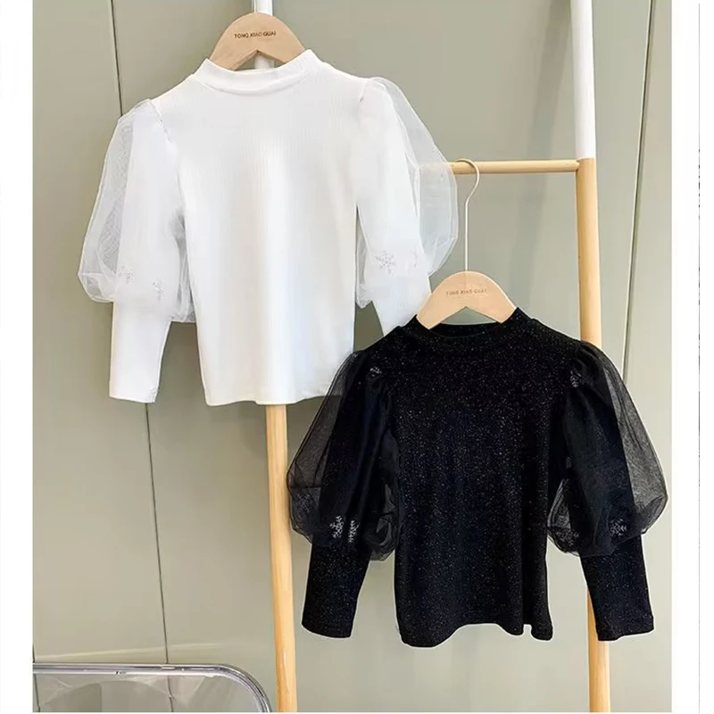 2022 GirlsTees Puff Long Sleeve T-shirt Baby Clothes Winter Autumn Pullovers Korean Kids New Tops Children\'s Clothing 2-6T