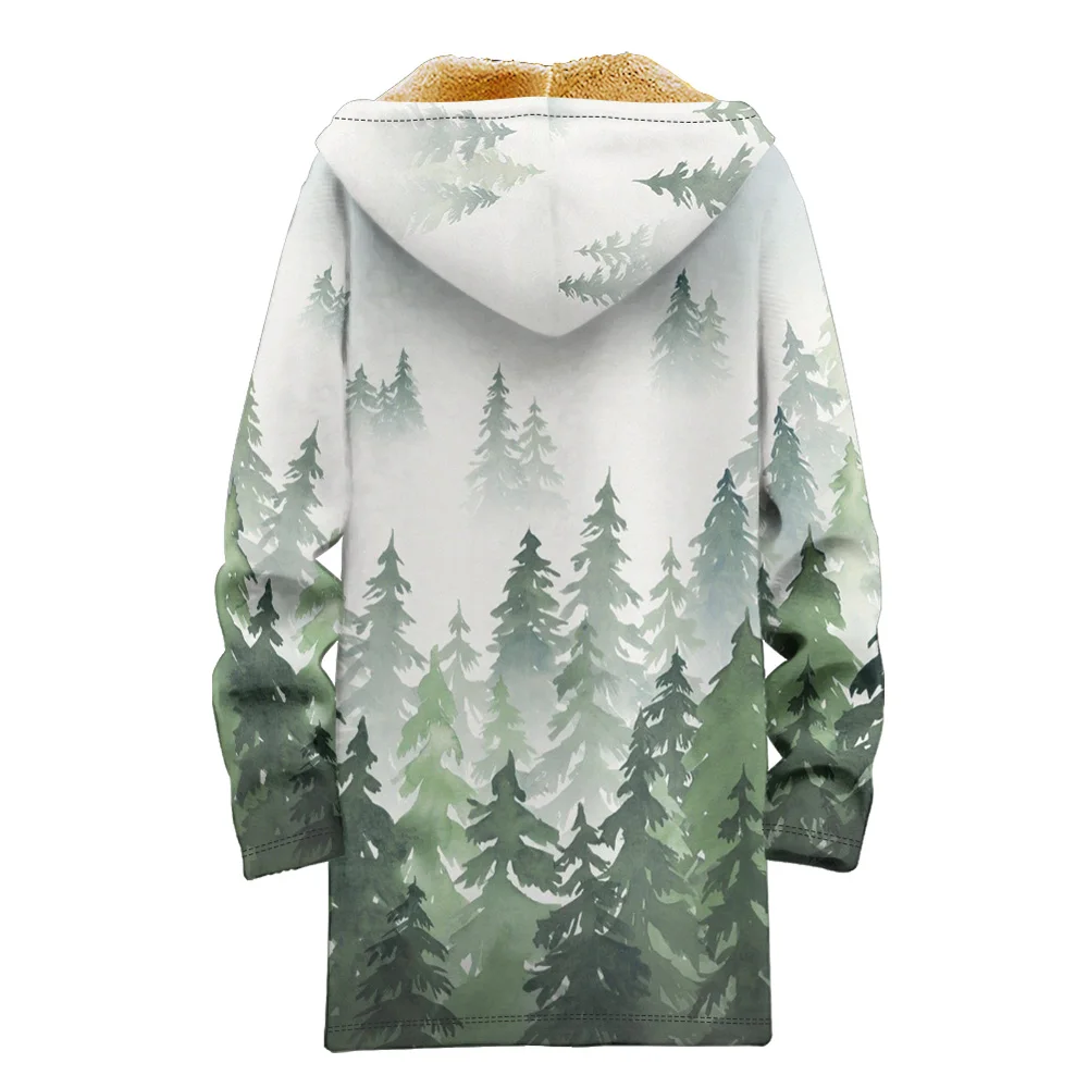 Mann Winterkleid ung, neue Daunen mäntel, Bäume Wald Graffiti Design Baumwolle gepolsterte Jacke Kleidung, Feder druck Tasche Reiß verschluss