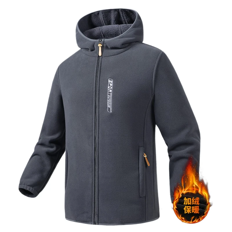 

Jeep style jacket for men in autumn winter, casual fleece and thick fleece jacket, plus plus large lamb fleece hooded sportswear