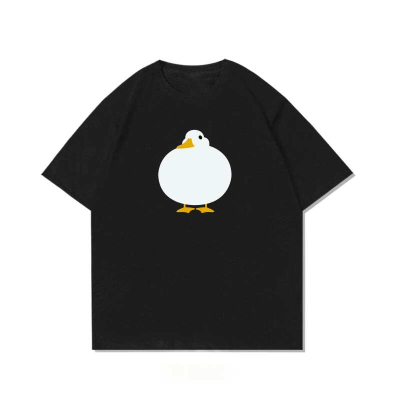 

American pure cotton short-sleeved chubby duck men and women with the same simple and loose t-shirt for boys