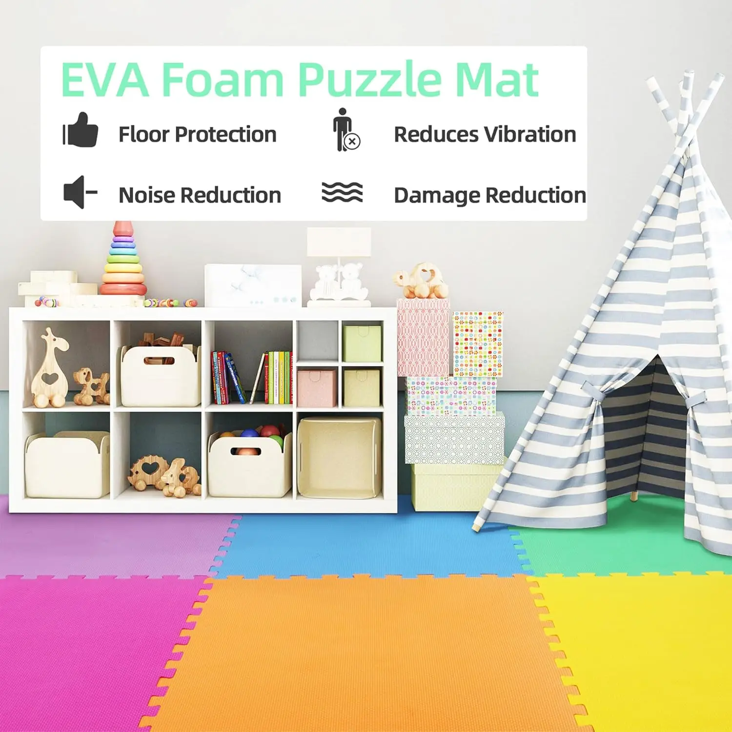 Puzzle Exercise Mat with EVA Foam Interlocking Tiles for MMA, Exercise, Gymnastics and Home Gym Protective Flooring