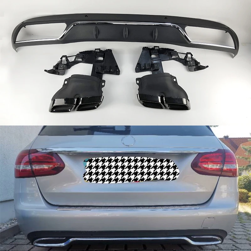 For Benz C-Class W205 Administrative version Bumper Diffuser Lip with Exhaust high quality bumper easy installation