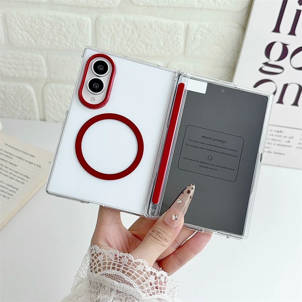 Matte Translucent PC Phone Case W/ or W/O Front Screen Film For Samsung Galaxy Z Fold 8 Ultra Fold8 7 6 5 Magnetic Hinge Cover