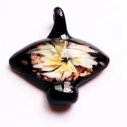 Handmade Murano Lampwork Glass 45*30MM Flower Liuli Pendant Fit Necklace  LL02