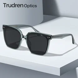 Trudren Unisex GM Sunglasses Korean Style Oversized Square Polarized Sun Glasses for Men Women With Studs On Flat Lenses 2503