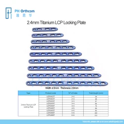 2.4mm Titanium LCP Locking Plates: Alloy Implants for Pet Orthopedic Procedures, Veterinary Surgical Internal Stabilizations