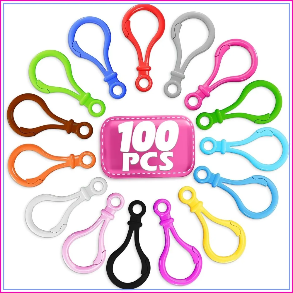 

100 Pcs Sturdy Keychain Clips for Crafts, 15 Colors, Easy-Open Closure, Lobster Claw Clasps for DIY Projects