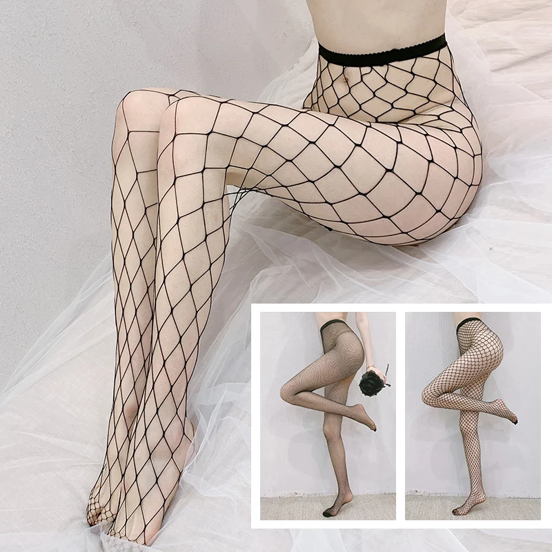 

Women Sexy Fishnet Stockings Female Erotic Lingerie Pantyhose Mesh Tights Waist High Net Long Socks Lady Porno SM Tied Underwear