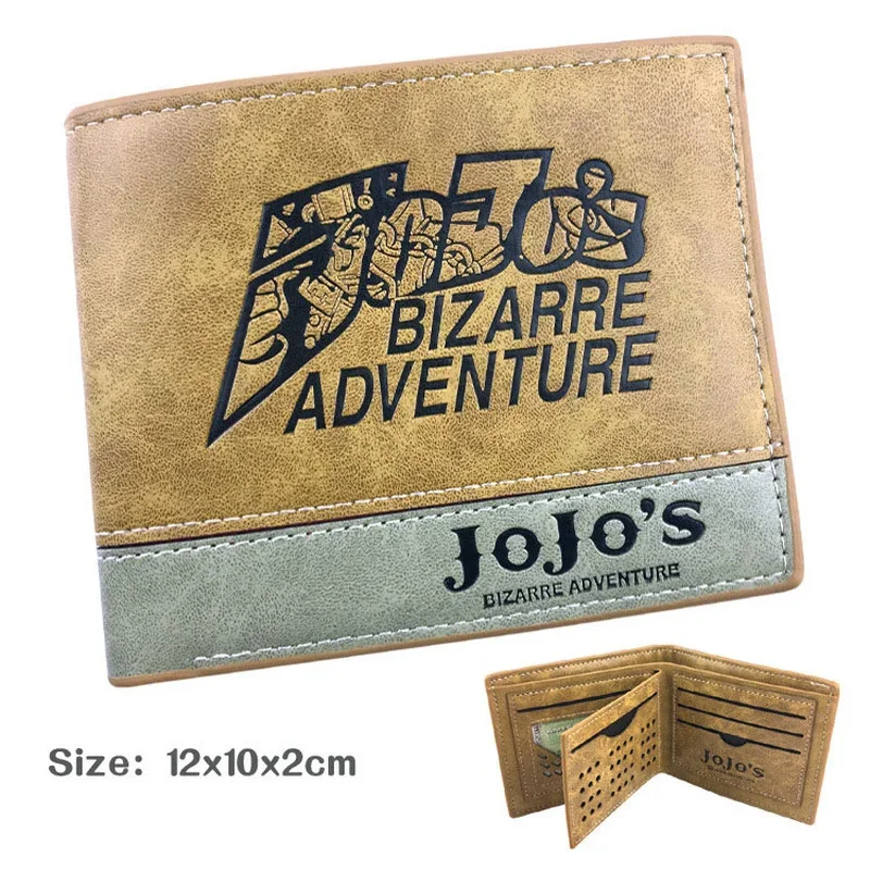 JoJo Bizarre Adventure Anime PU Leather Wallet Khaki Pressure Line Fold Short Wallet Favorites Coin Purse Unisex