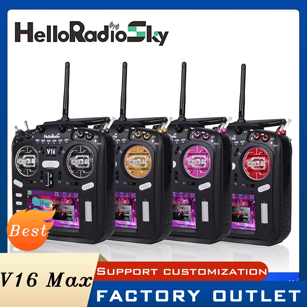 HelloRadio V16 PRO MAX Transmitter ELRS 4in1 2.4GHz Left Hand Throttle Remote Control for Airplane FPV Racing Drone Aircraft