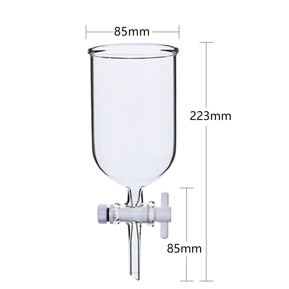 Resistência de alta temperatura química do instrumento de vidro do experimento 100-1000ml funil de vidro do tambor (com pistão do tetrafluoro)