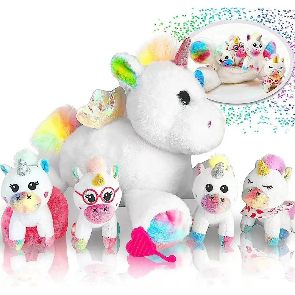 5 Rainbow Unicorn Plush Toys Unicorn Family One Unicorn Mom 4 Unicorn Babies Photography Accessories Toys Boys Girls