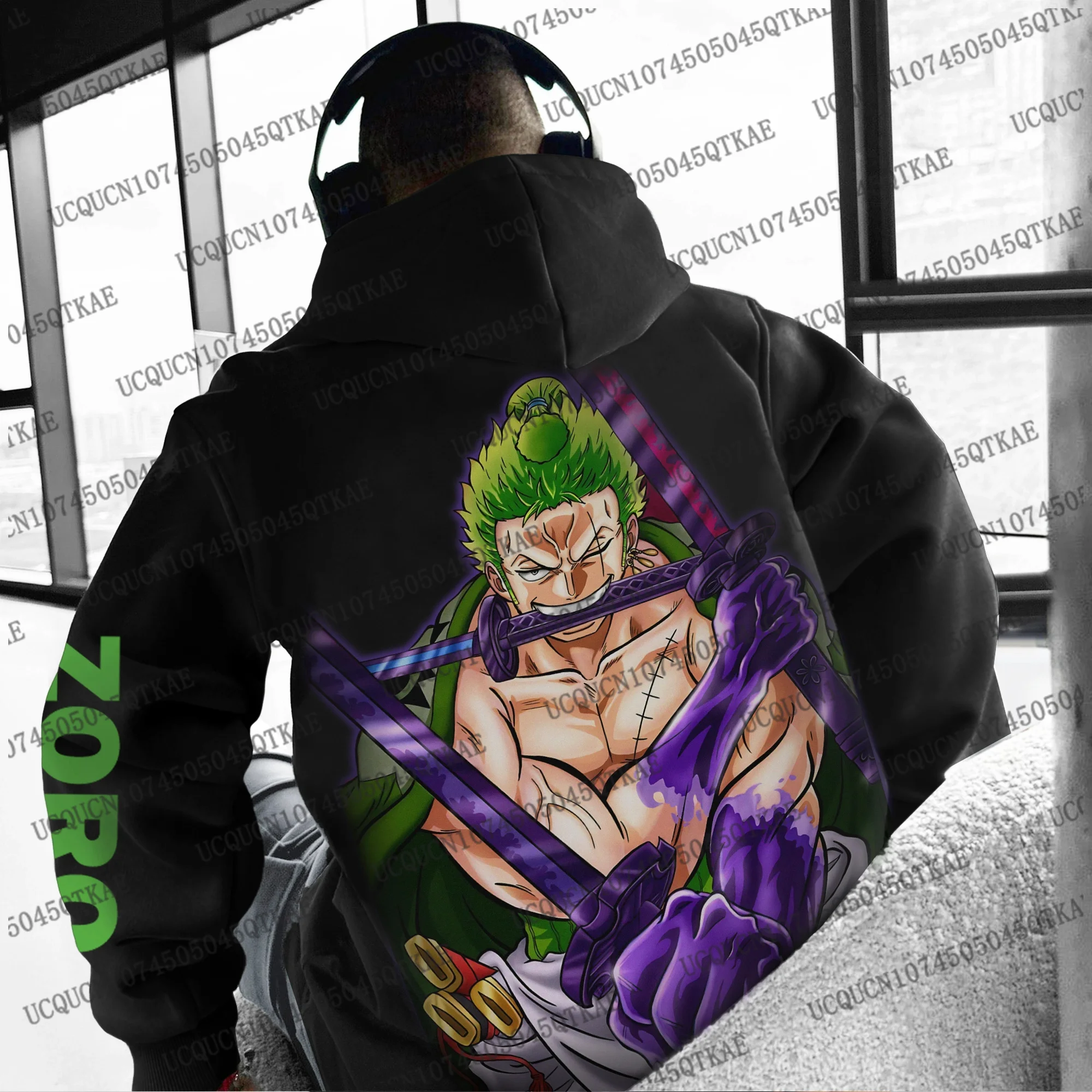 Jesienno-zimowe bluzy z kapturem dla mężczyzn i kobiet Cosplay Bluzy z kapturem ONE PIECE ZORO Anime Bluza Moda Bandai Cosplay Odzież