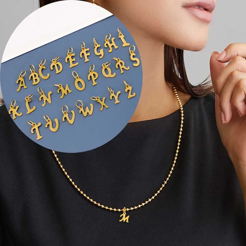 สร้อยคอประดับจี้อักษรเหล็กสแตนเลสชุบทอง18K สำหรับเครื่องประดับแบบทำมือ