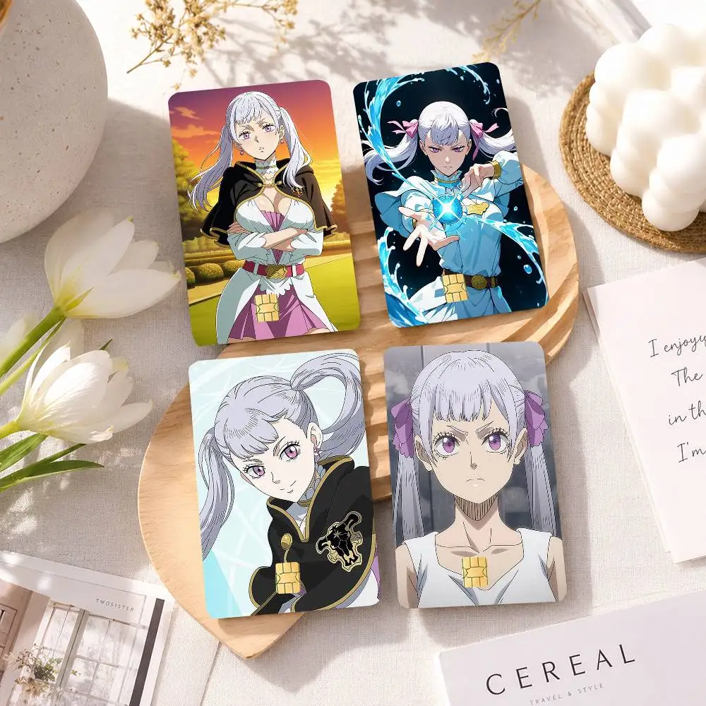 anime Black Clover N-Noelle Silva 4pcs 1Set Card Stickers Small Waterproof Chip 4PCS Card Sticker Anti-Scratch