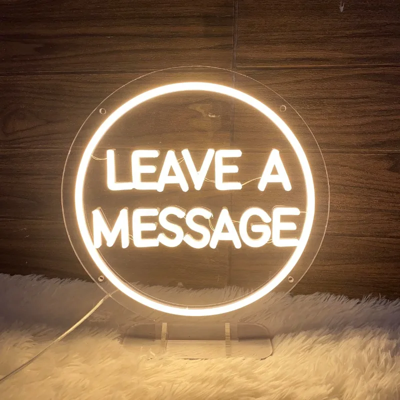 Leave a Message Neon Sign With Holder Base Guestbook Table Wedding Welcome Led Sign Warm White USB Light Sign 13x12 Inch 5V