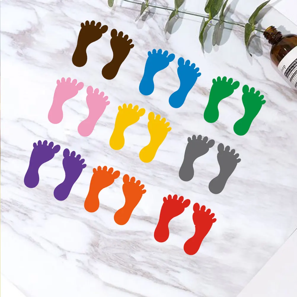 12Pairs ملصقات بصمة البلاستيكية الشارات رياض الأطفال علامات أرضية الفصول الدراسية قدم علامات للأطفال تطبيق داخلي وخارجي