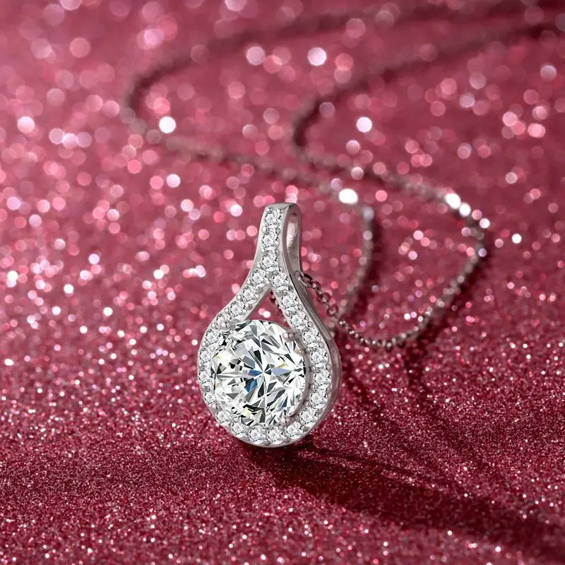 Holiday Gift Four-claw Wrapped Teardrop Pendant 4 Carat For Women, Moissanite PT950 Platinum Luxurious Exquisite Present
