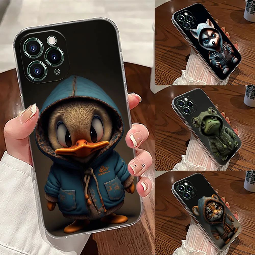 

Duck Dog Frog Tiger Monkey Cartoon Case For Apple iPhone 17 16 15 14 13 12 11 Pro Max 16 Plus 16E 17Air 17Pro Phone Cover Funda