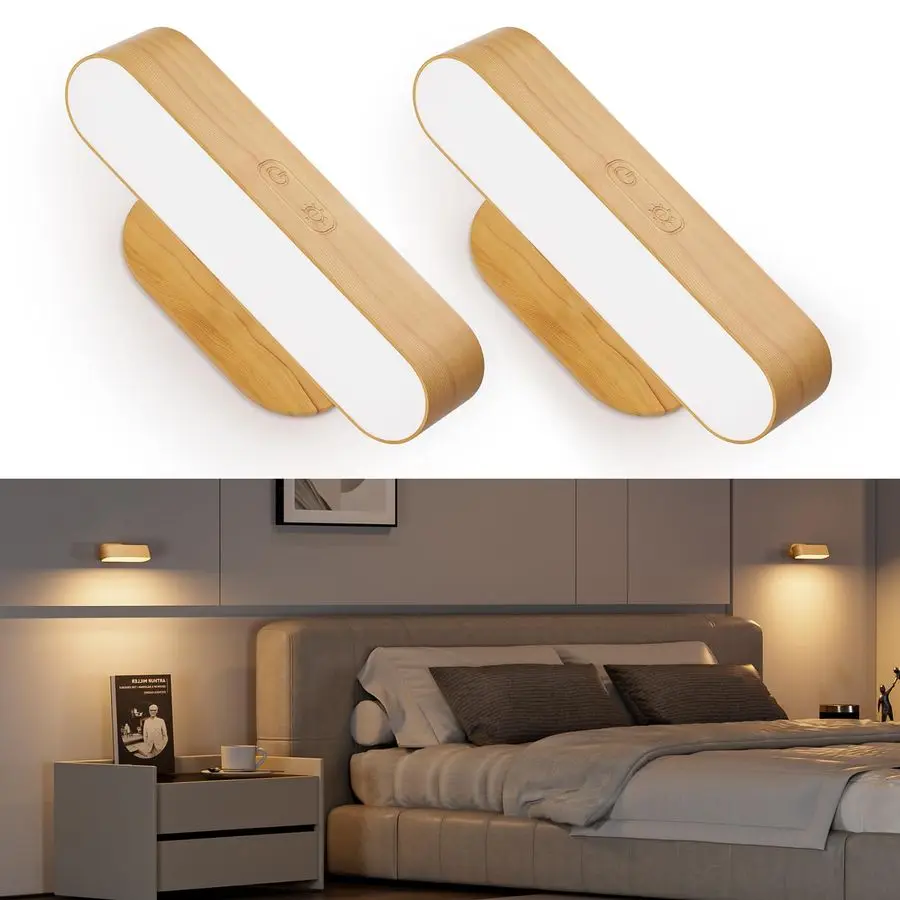 

Operated Wall Sconces, Wireless LED Wall Sconce Set of Two for Bedroom, Rechargeable Wall Lights for Picture, 5 Modes Dimmable W