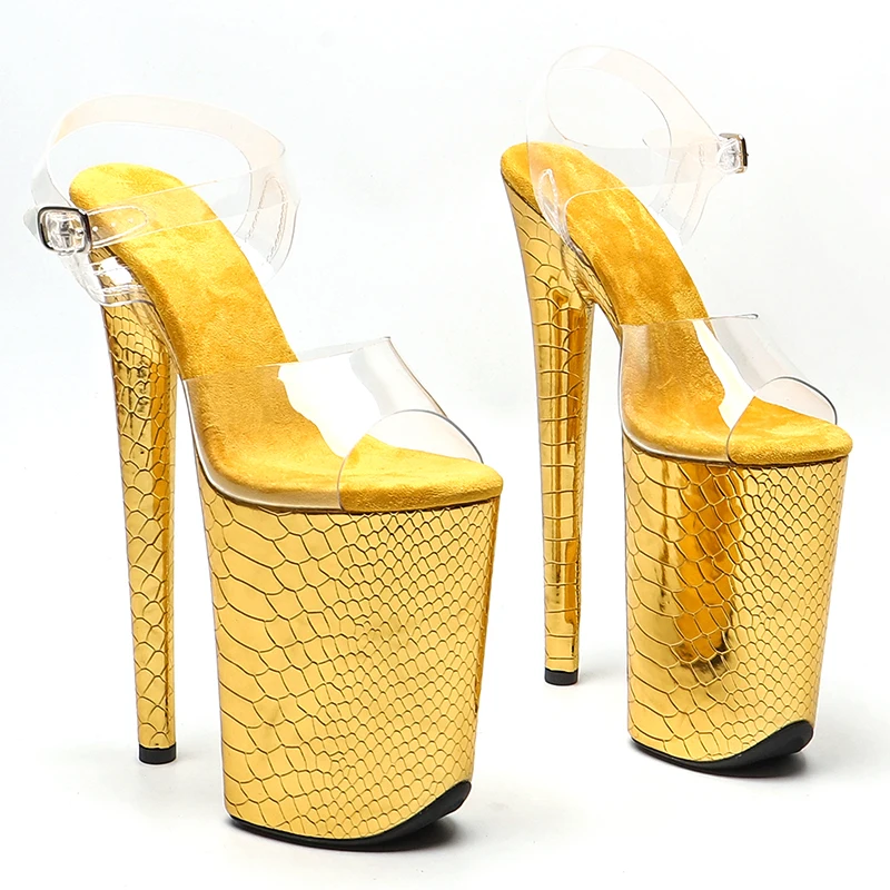 Leecabe 23CM/9inches  PVC upper fashion trend exotic sexy romantic snake  Platform   High Heels Sandals Pole Dance shoes