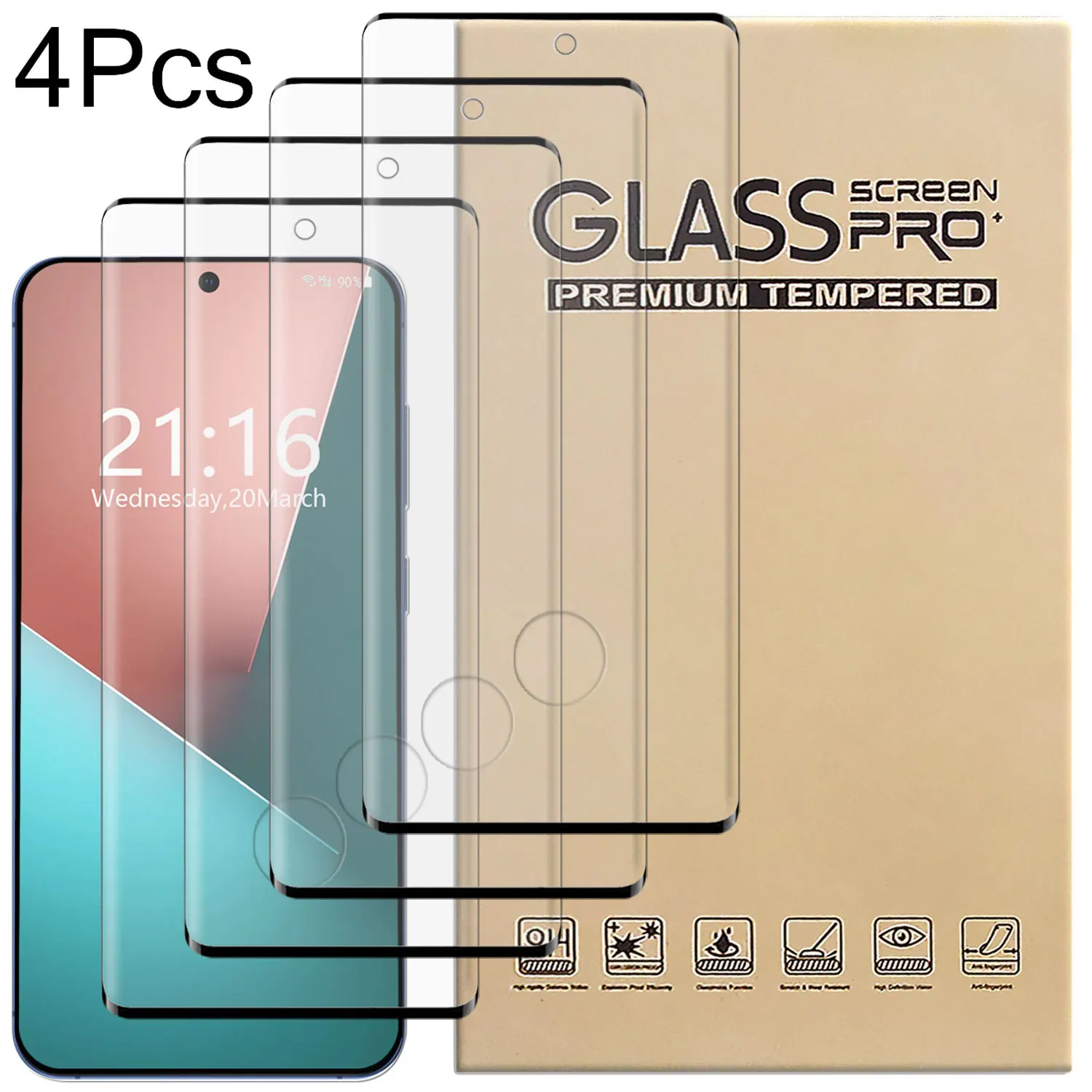 

4Packs Clear Glossy Transparent Tempered Glass Screen Protector For Samsung For Galaxy S25/S25 Plus/S25 Ultra/S25 FE/S25 Edge