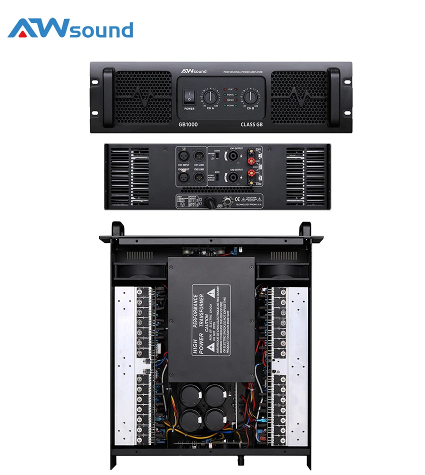 2025 NEW GB1000 Pro Audio Amplifier 3U Rack Class H 2x1000W Dual Channel Power Amp Power Amplifier