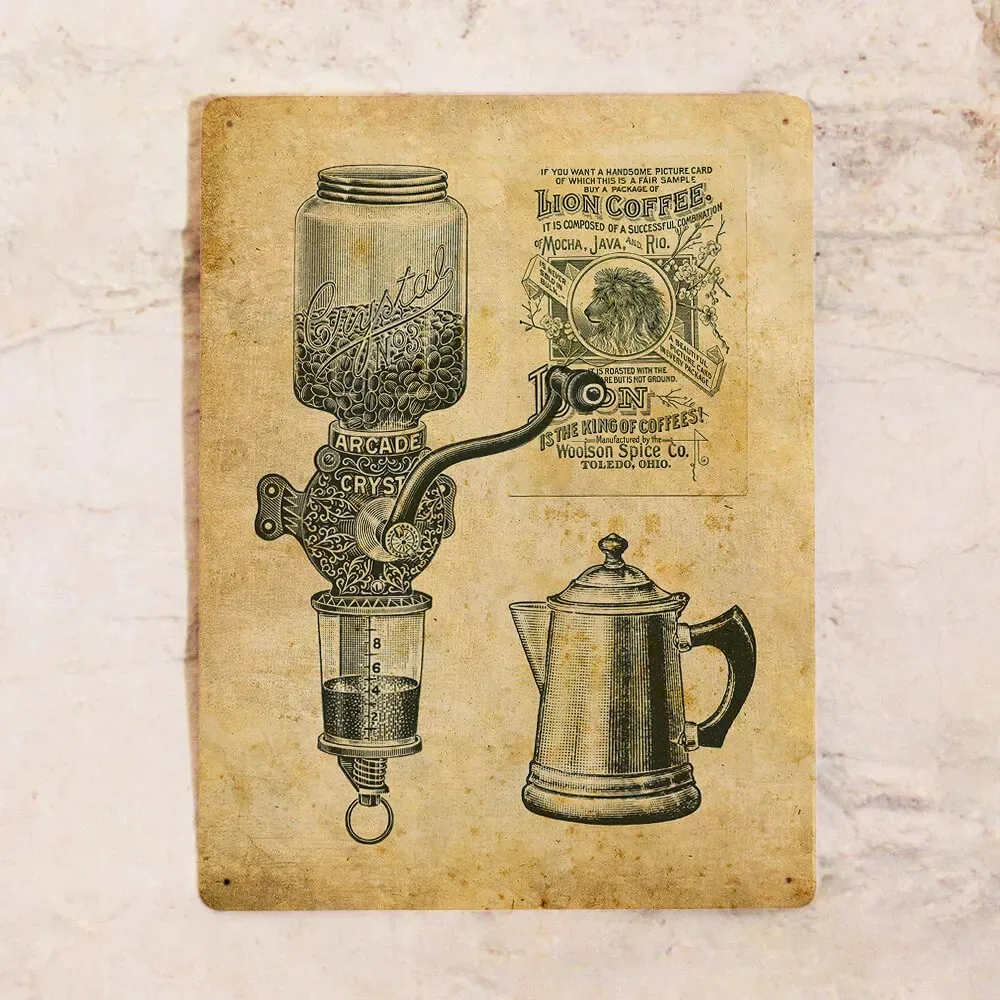 Letrero de metal estilo Starbucks, decoración de molinillo de café vintage, placa de pared de cafetería de cocina retro