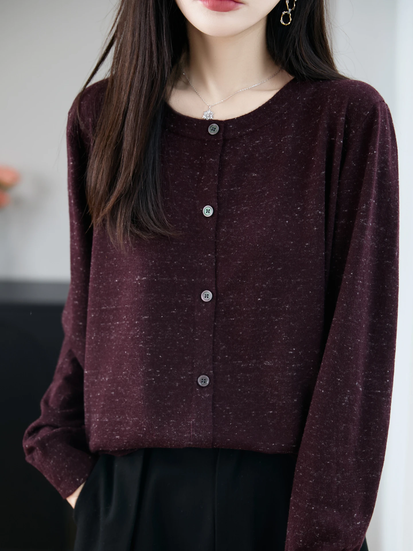 เสื้อคาร์ดิแกนไหมพรมถักแบบเปิดสำหรับผู้หญิง คอกลม รุ่น ay ซีรีส์ฤดูใบไม้ร่วง-ฤดูหนาว ใหม่ สไตล์ลำลอง ทรงหลวม เนื้อผ้านุ่ม