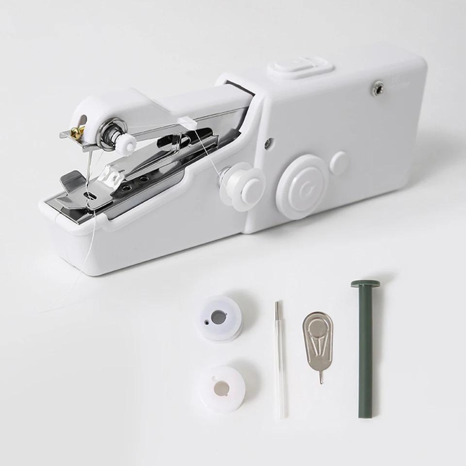 Handheld Electric Sewing Machine for Home, Mini Portable Automatic Stitch & Overlock Device, Small Manual Lockstitch Tool FJ-3