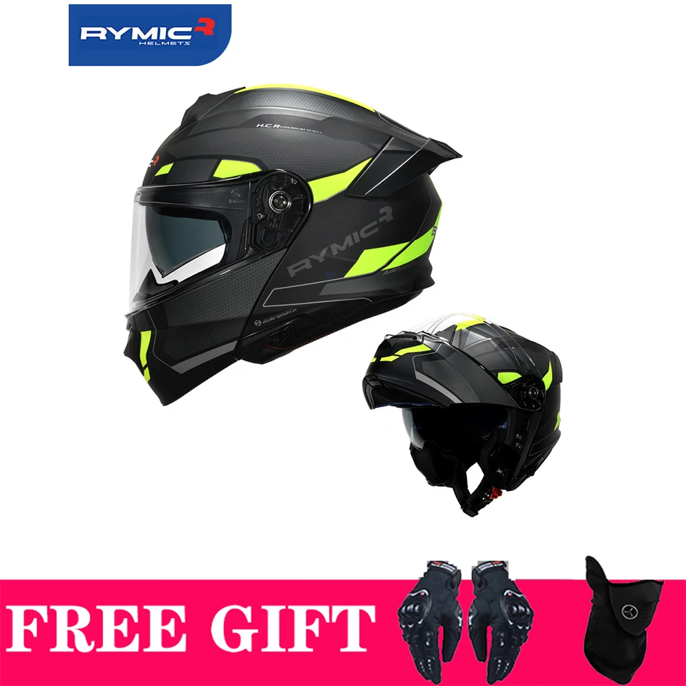 Racing Modular Motorcycle Helmets Flip Up Double Lens Cascos Para Moto Motocross Casque S-XXL Face Shied Inner Sun Lens Dot Ece