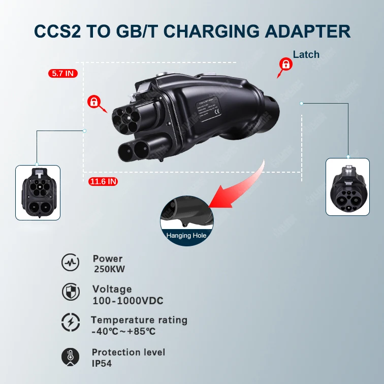 New Energy Vehicle Parts Accessories Connector Dc Charger Adapter 200a Gb/t Connector Ccs2 To Gbt Adapter