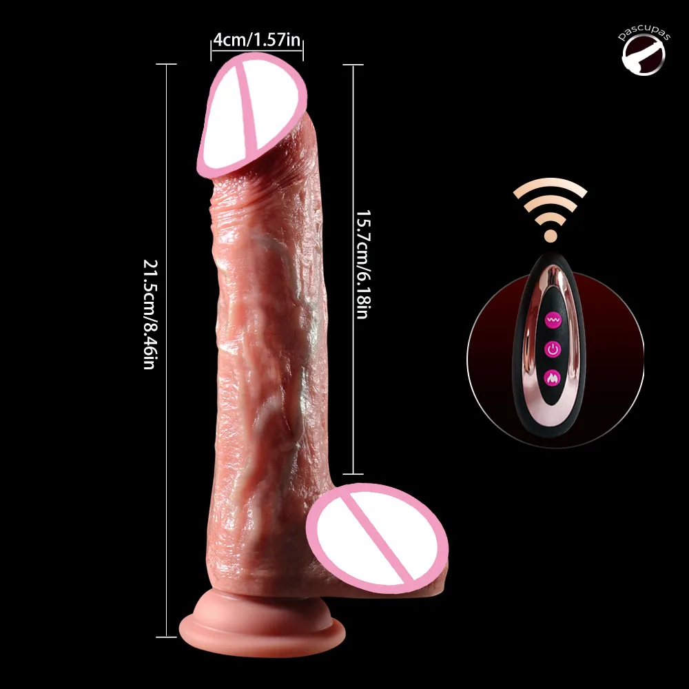 Vibratori realistici del dildo per le donne Giocattoli del sesso dei dildo Riscaldamento del cazzo Telecomando Vibratore del pene Dildo telescopico