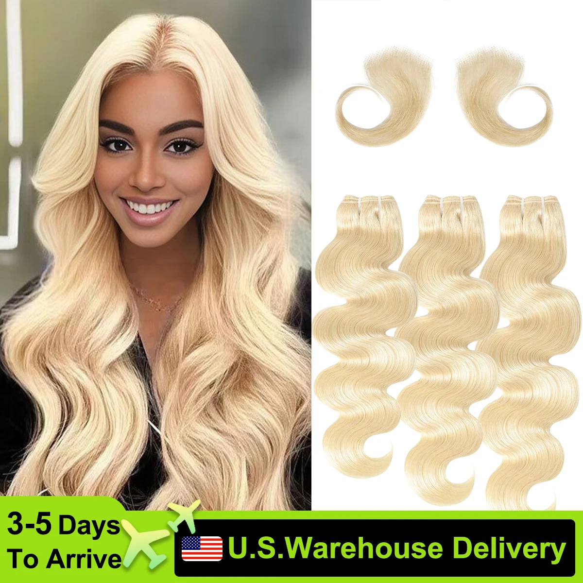 613 Blonde Bundles Human Hair 16 18 20 Inch Blonde Body Wave Bundles Human Hair Unprocessed Virgin Human Hair 3 Bundles