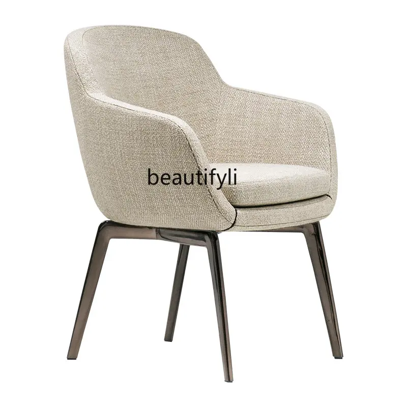 

Light Luxury Italian Fabric Dining Chair Modern Simple Home Backrest Negotiation Chair Imitation Leather Stool