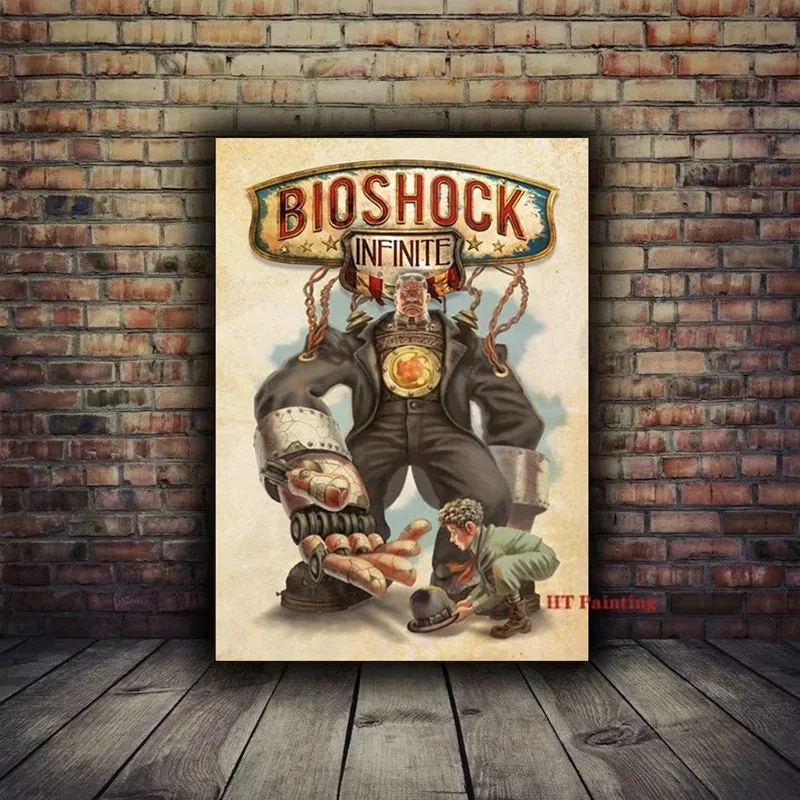 Retro Bioshock Rapture Video Game Poster and Prints Canvas Painting Wall Art Pictures Vintage Gamer Room Home Decor Frameless