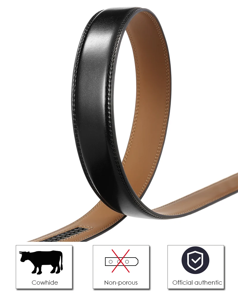 2022 Men's Genuine Leather Belt Hard Alloy Automatic Buckle Natural Cowhide 31mm Business Belt For Male Suit Non-porous Girdle