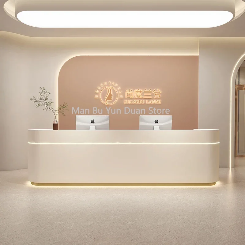 Hairdressing Reception Furniture Checkout Counter Supermarket White Desk Restaurant Promotional Reception Counter Table Beauty