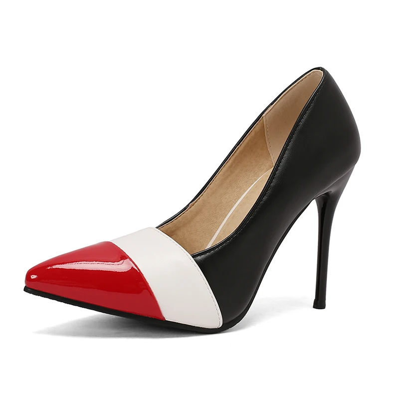 

Женские туфли-лодочки, разноцветные туфли на тонком высоком каблуке-шпильке, офисная женская рабочая обувь с острым носком