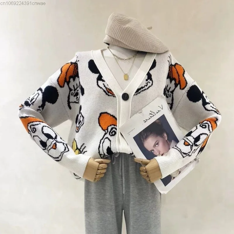 Disney Mickey Mouse Cardigan maglione per le donne nuovo In stile coreano moda Chic autunno inverno maglia vestiti femminile Kawaii Anime Top