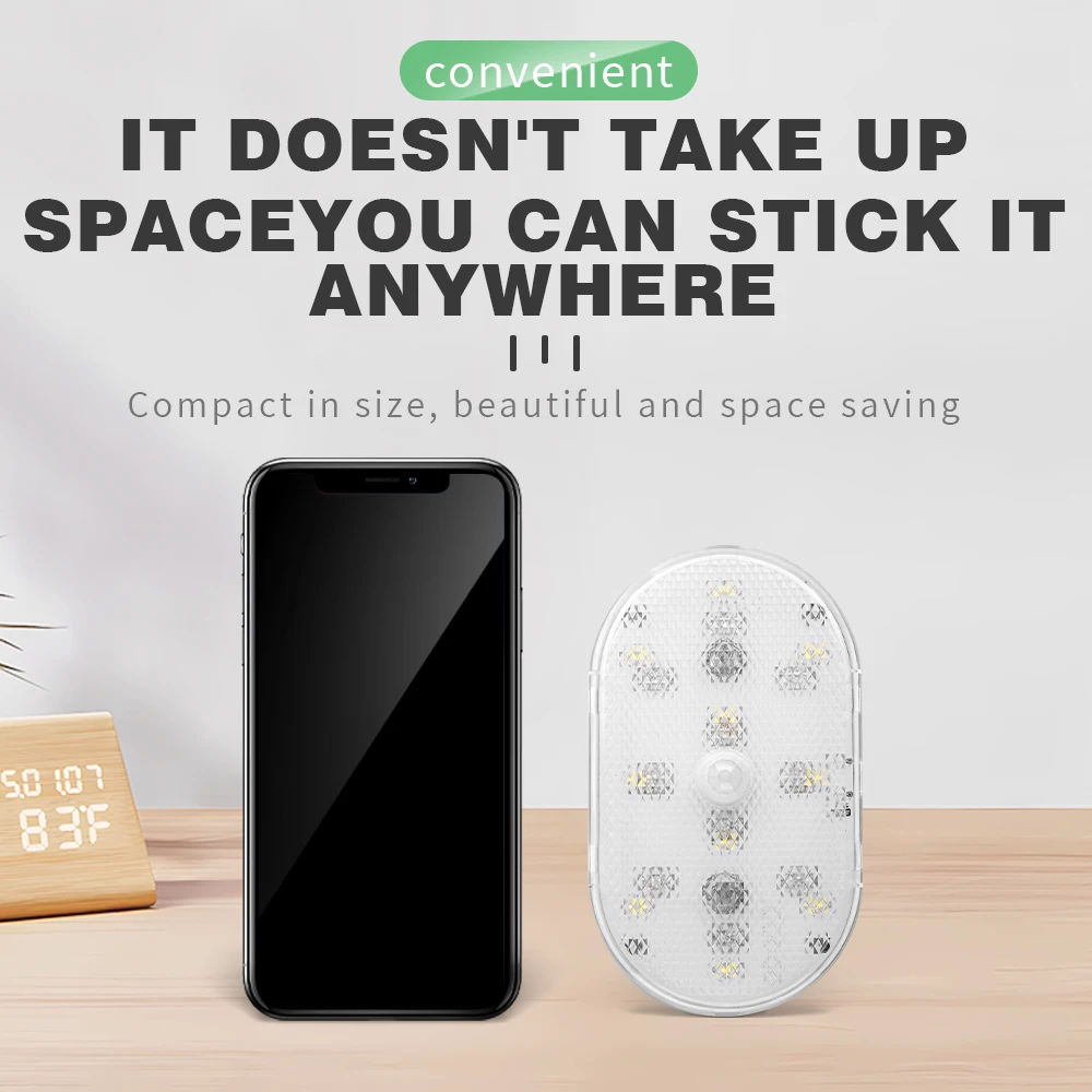 Luz Led con Sensor de movimiento, lámpara inalámbrica con detección de inducción automática, recargable por USB, 650mAH, para cabecera de dormitorio