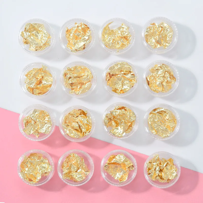 6/12 Box Gold Silver Copper Nail Foil Paper Irregular Aluminum Sticker Glitter Gel Polish DIY Nail Art Decoration Manicure