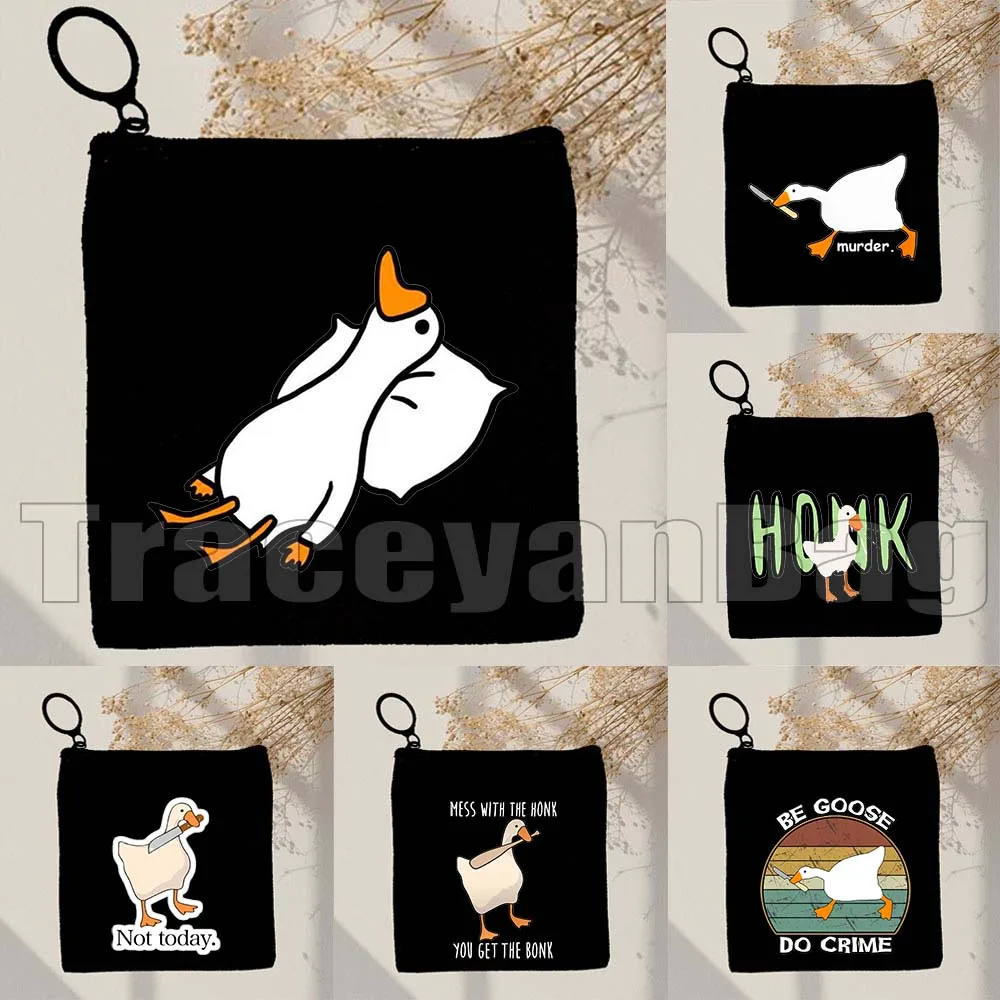 

Забавный Honk Untitled Goose Game Прекрасный мем Noot Duck Милый мультяшный животный Холст Кошелек для монет Сумка Квадратная сумка для ключей Сумка-кошелек