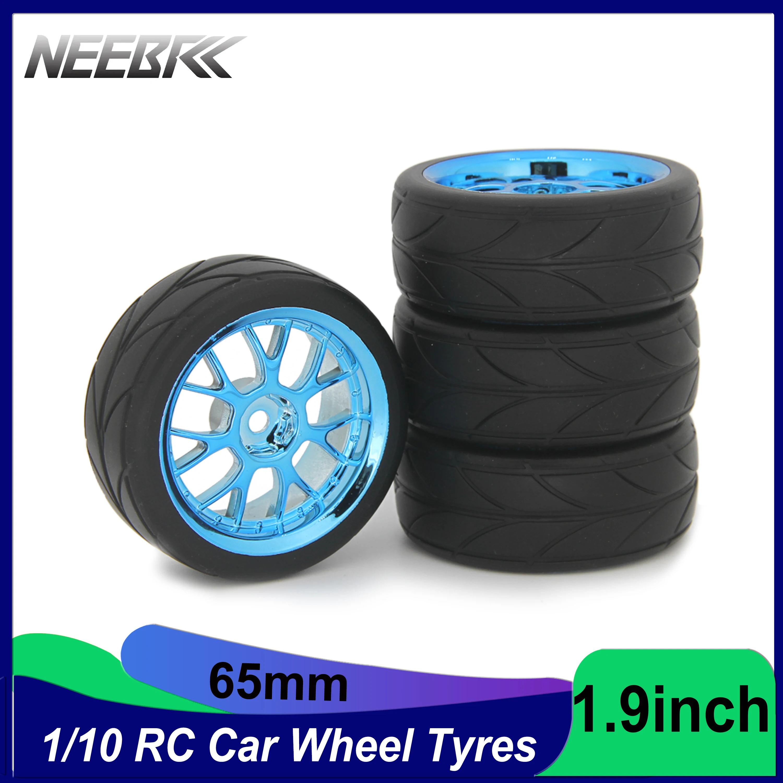 1.9 Inch Tires 65mm 12mm Hex Wheel Tyres Tires for 1/10 on Road RC Racing Car Competitable Tamiya Exceed 144001 94123 94122 CS