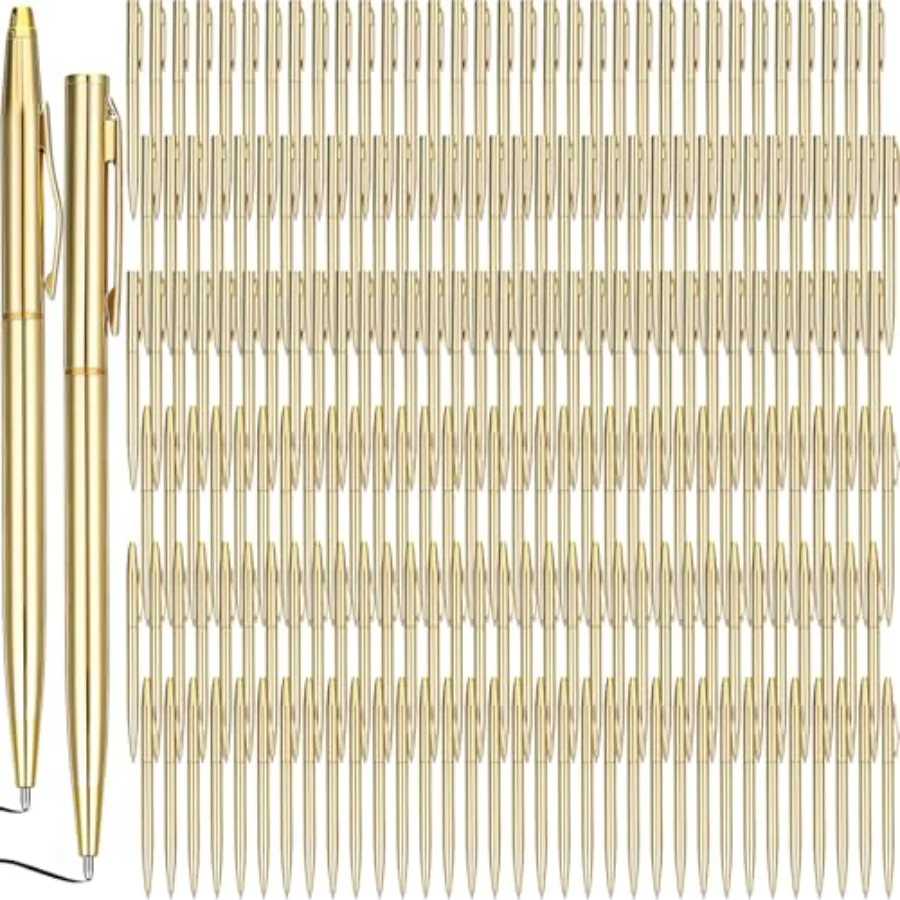 

Набор золотых ручек оптом: тонкие металлические шариковые ручки с выдвижным механизмом, черные чернила 1,0 мм, для свадеб, бизнеса, офиса, письма.