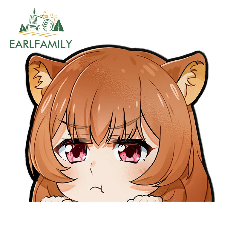 EARLFAMILY 13cm x 10.5cm for Pouty Raphtalia Car Stickers Simple Creative Decals Waterproof Windows Caravan Decor Car Styling