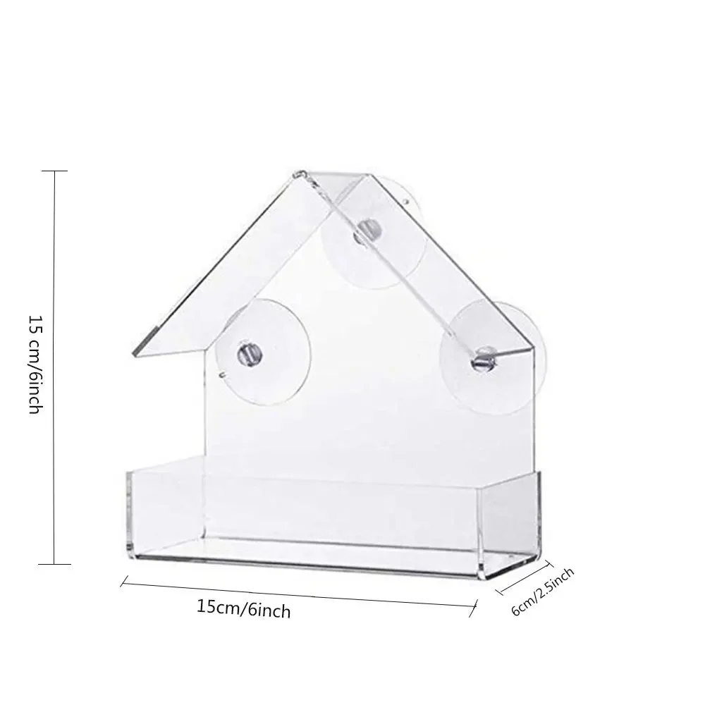 Transparent Window Wild Bird Feeder House Table Removable Suction Cups Sliding Feed Tray for Garden Patio Yard